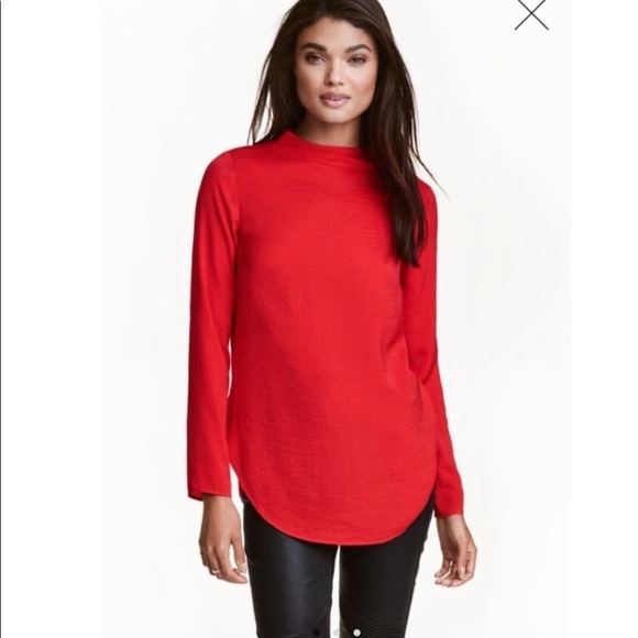 [H&M] Black Crepe Mock Neck Blouse - Picture 2 of 4